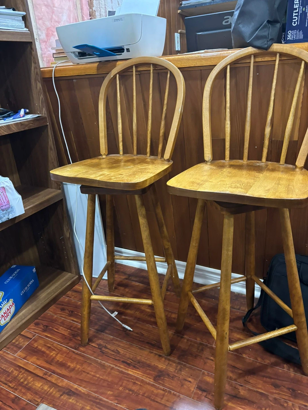 Wooden Bar Stools - Set of 2