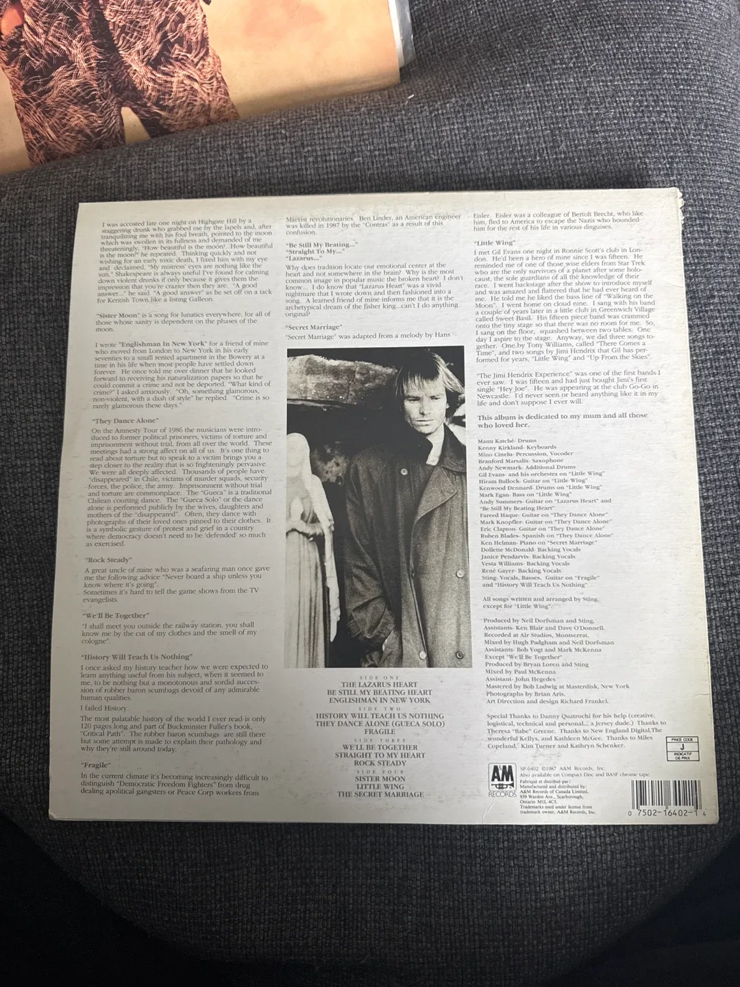 Sting Nothing Like The Sun Vinyl Record - photo 2