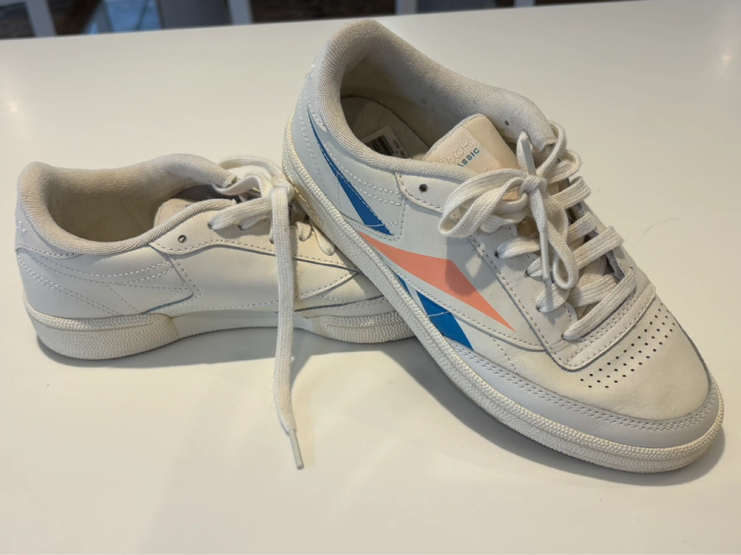 Reebok Classic White Sneakers with Peach and Blue Accents - photo 2