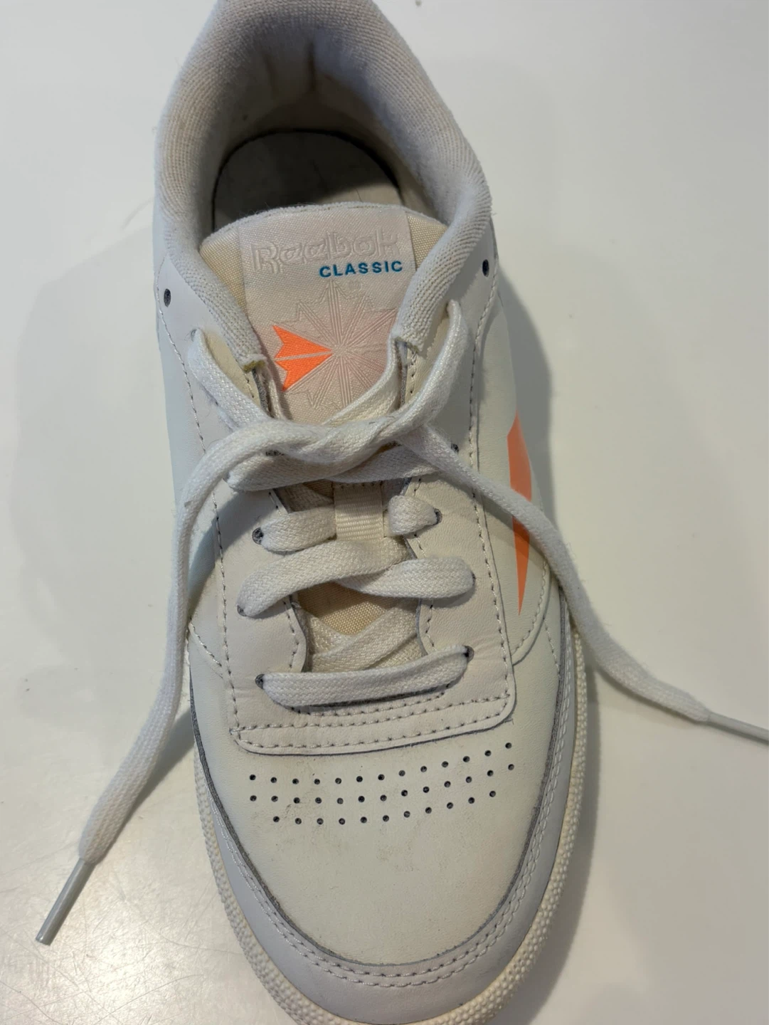 Reebok Classic White Sneakers with Peach and Blue Accents - photo 3
