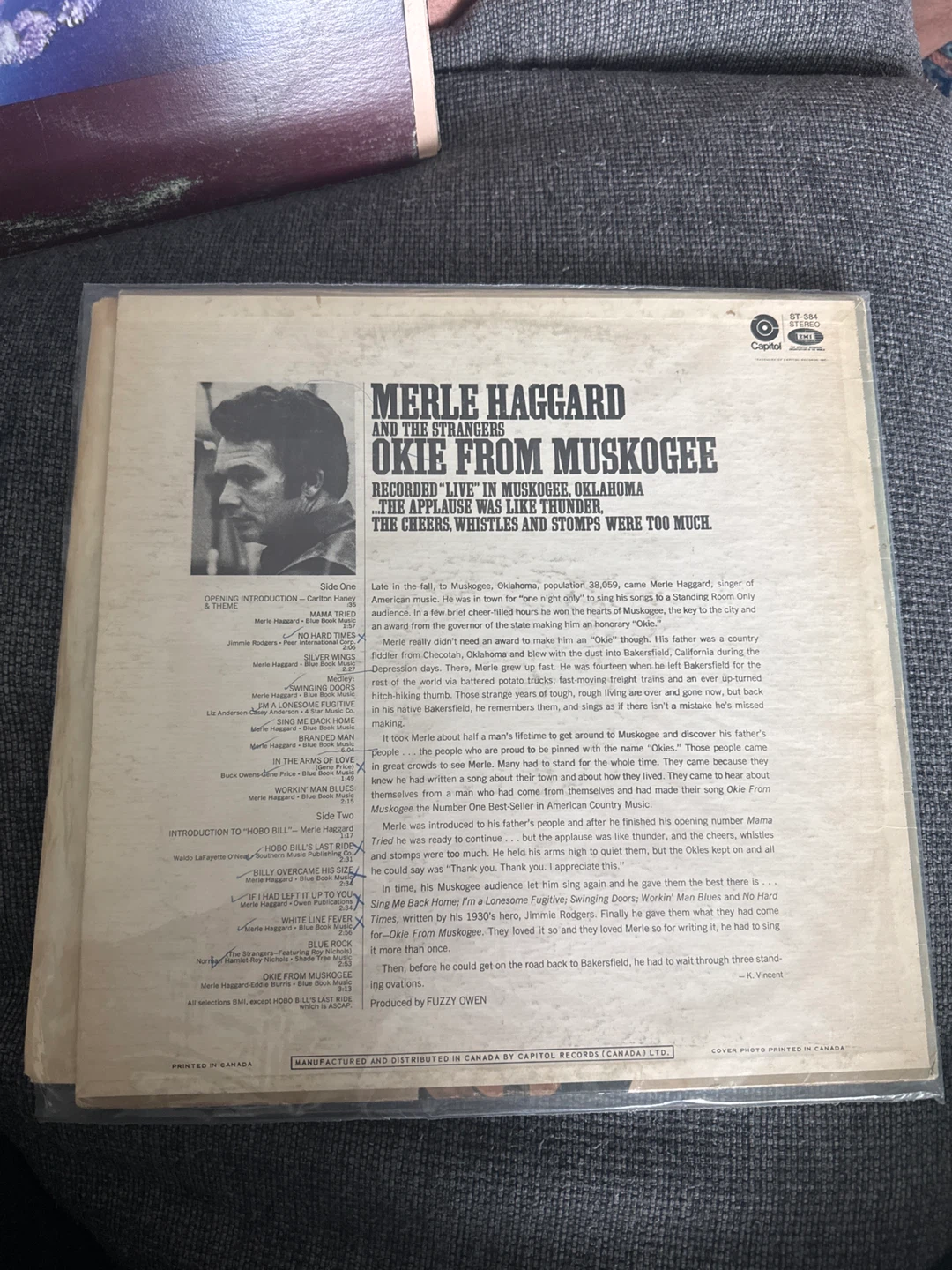 Merle Haggard & The Strangers - Okie from Muskogee Vinyl Record - photo 2