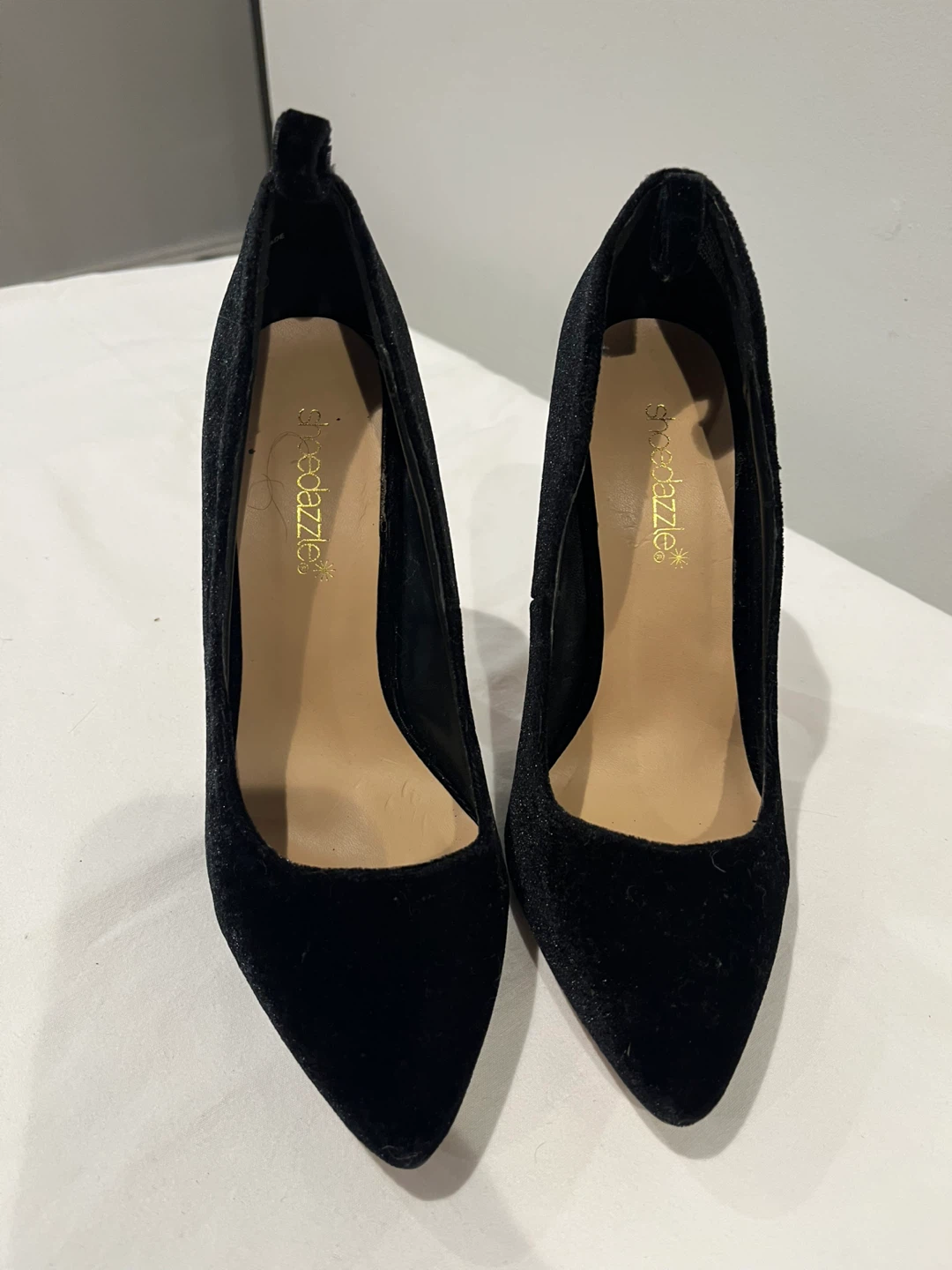 ShoeDazzle Black Velvet Pointed-Toe Heels - photo 2