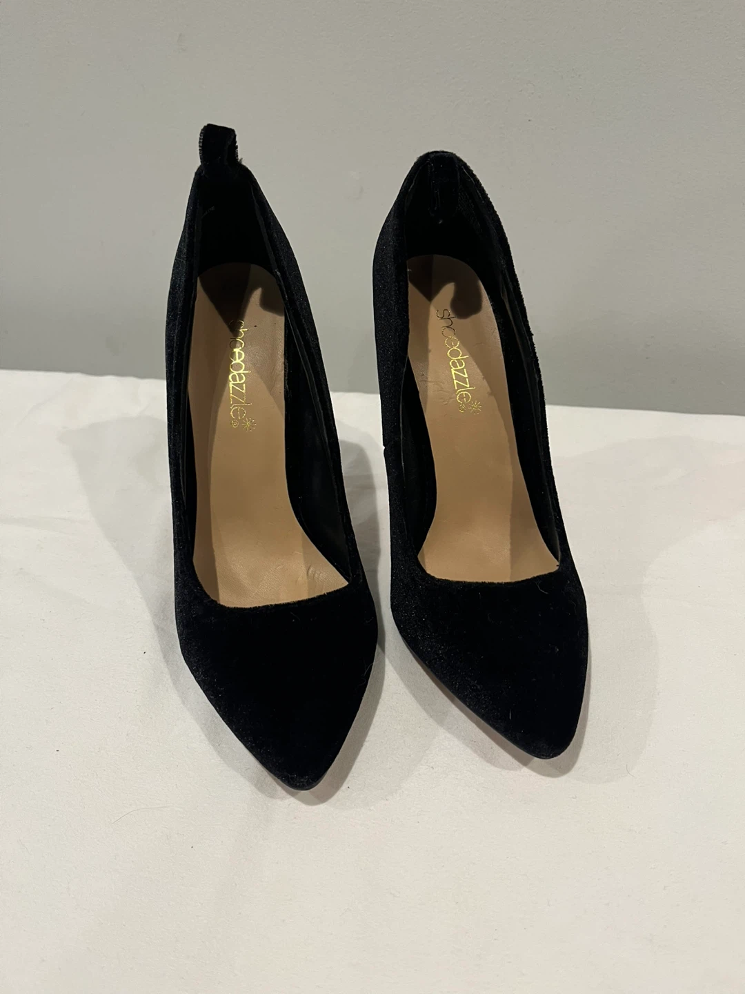 ShoeDazzle Black Velvet Pointed-Toe Heels - photo 3