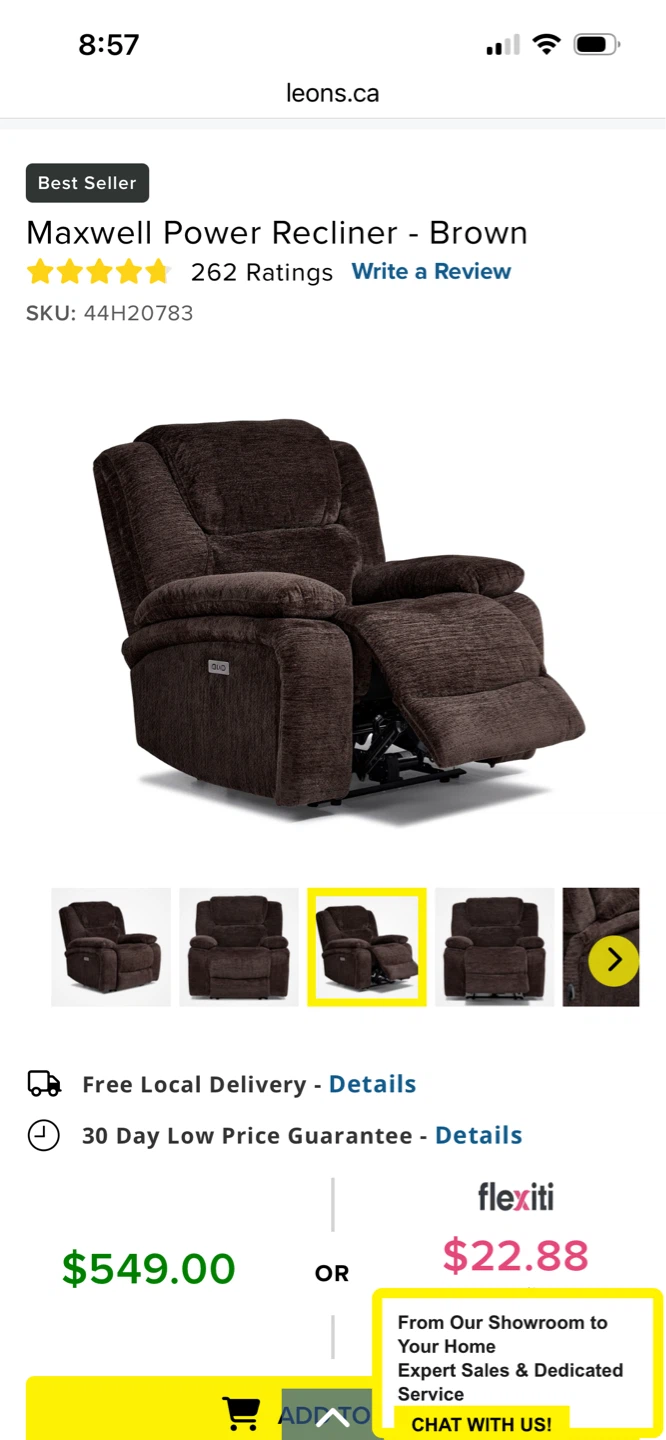 Maxwell Power Recliner - Brown - photo 3