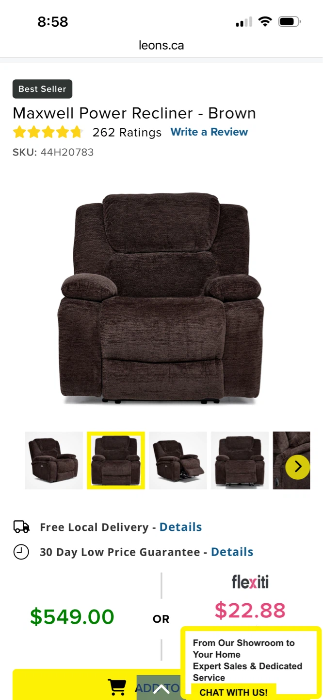Maxwell Power Recliner - Brown - photo 2
