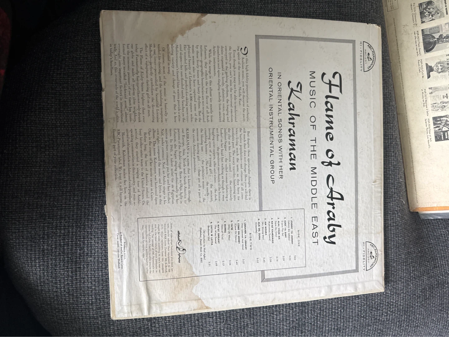 Kahraman Flame of Araby Music of the Middle East Vinyl Record - photo 2