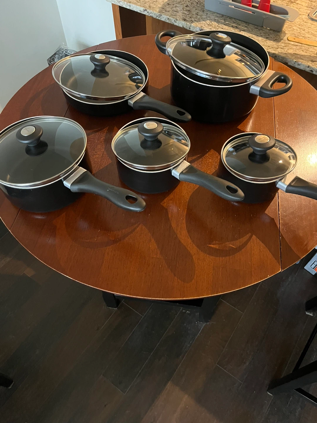 Lagastina Non Stick Black 5-Piece Cookware Set with Glass Lids