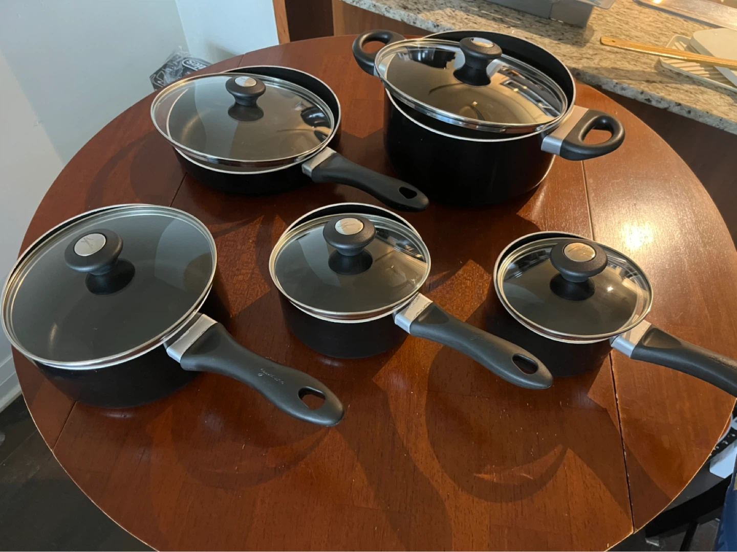 Lagastina Non Stick Black 5-Piece Cookware Set with Glass Lids - photo 2