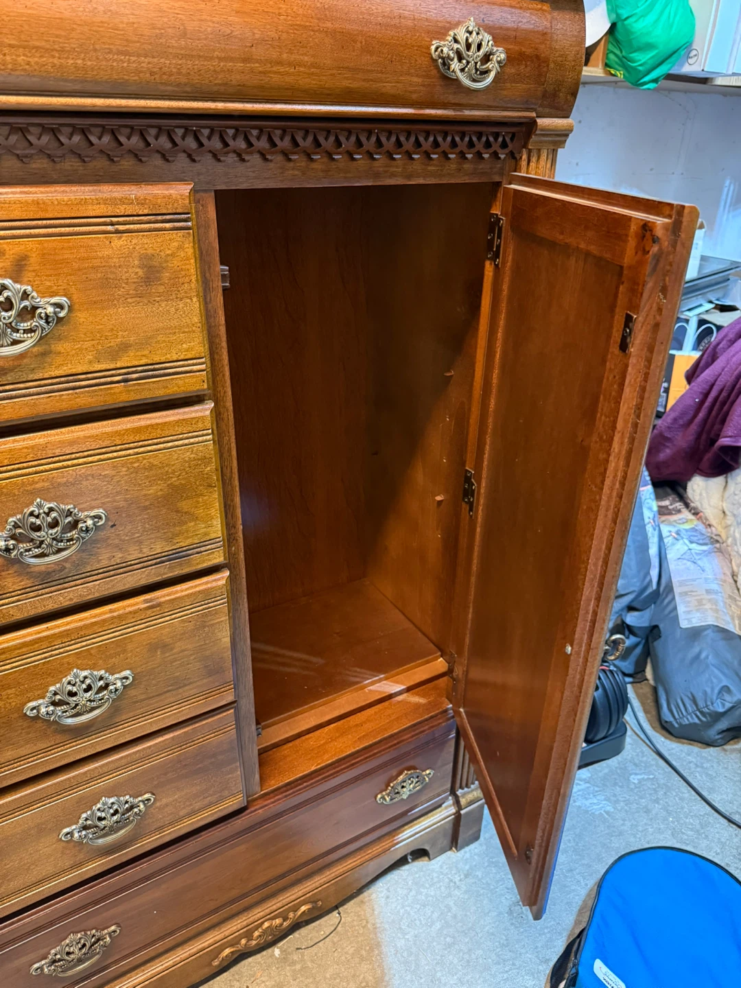 Vintage Wooden Armoire with Drawers - photo 3