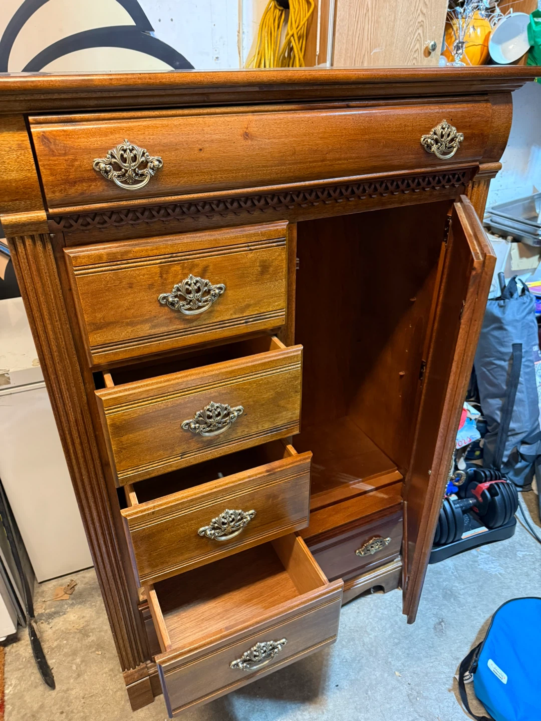 Vintage Wooden Armoire with Drawers - photo 2