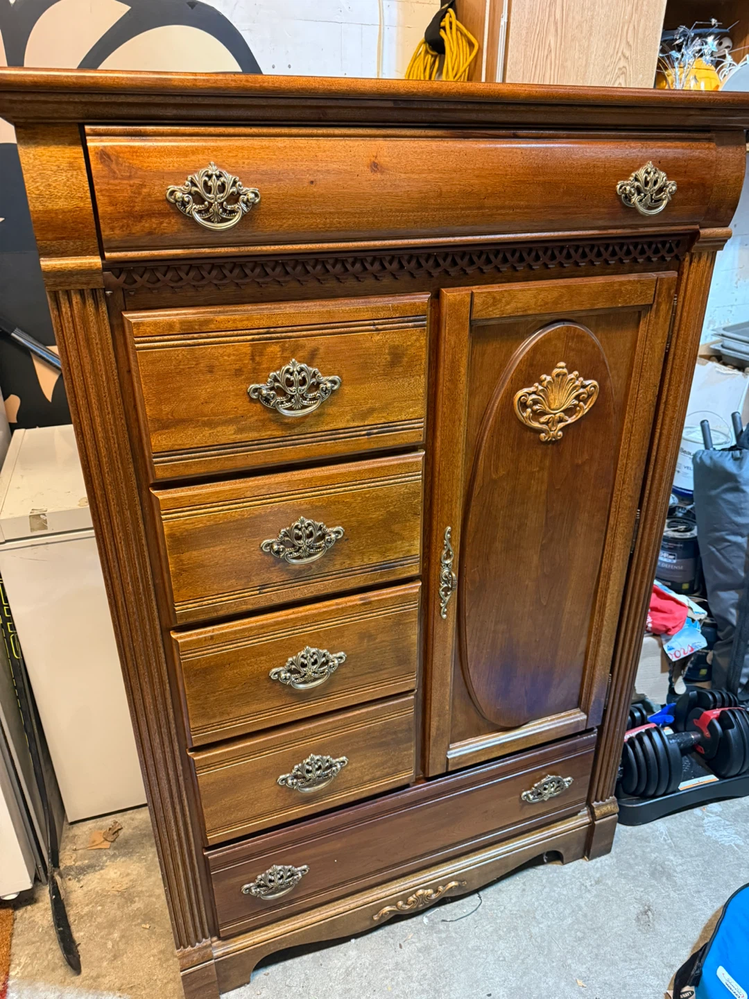 Vintage Wooden Armoire with Drawers