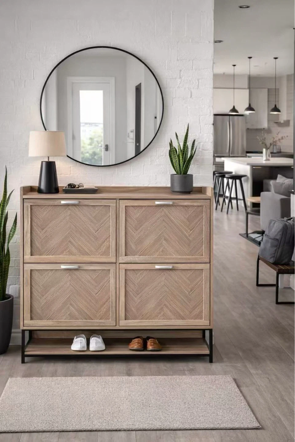 Wooden Shoe Cabinet with Rattan Fronts - photo 4