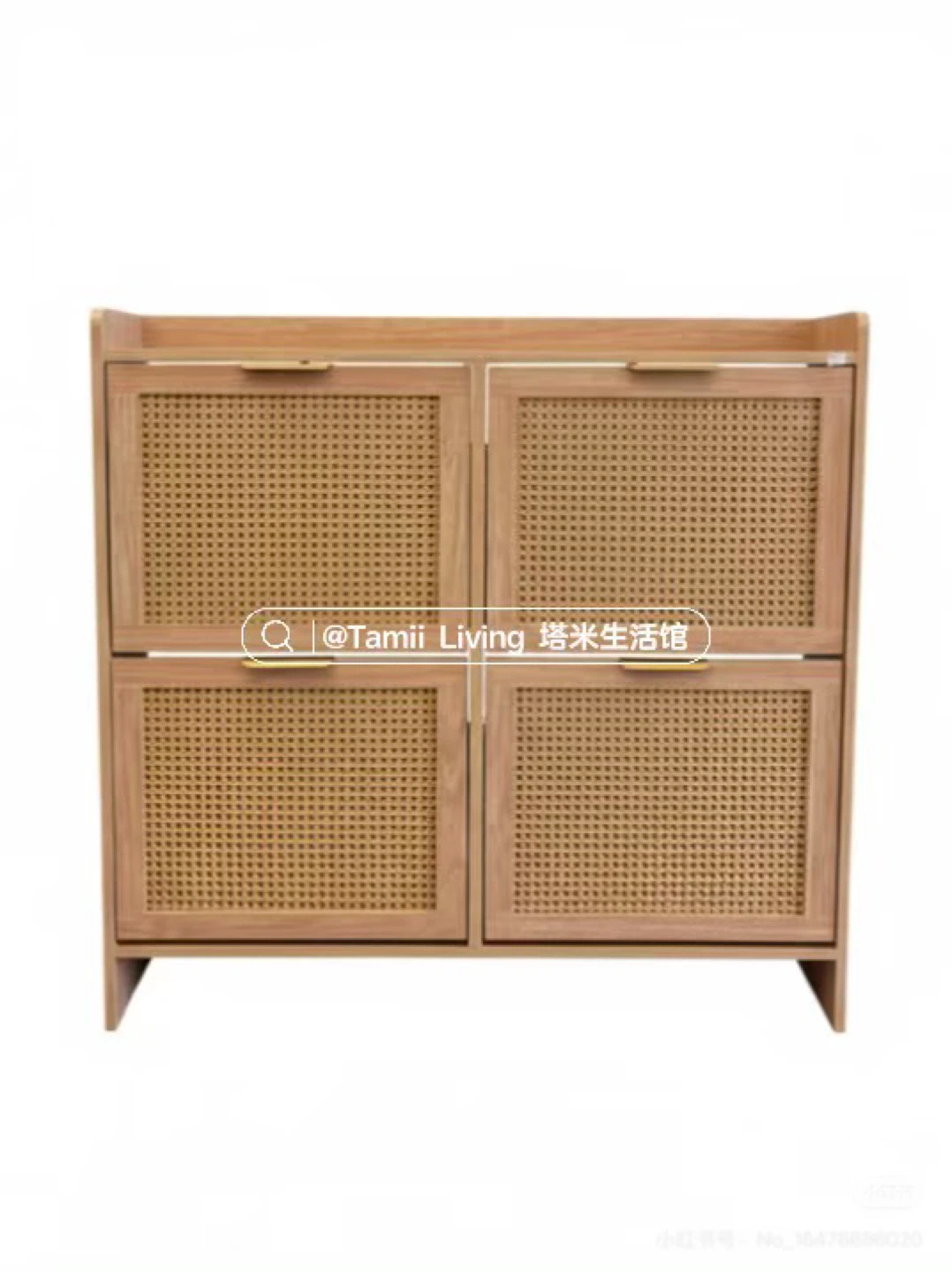 Wooden Shoe Cabinet with Rattan Fronts