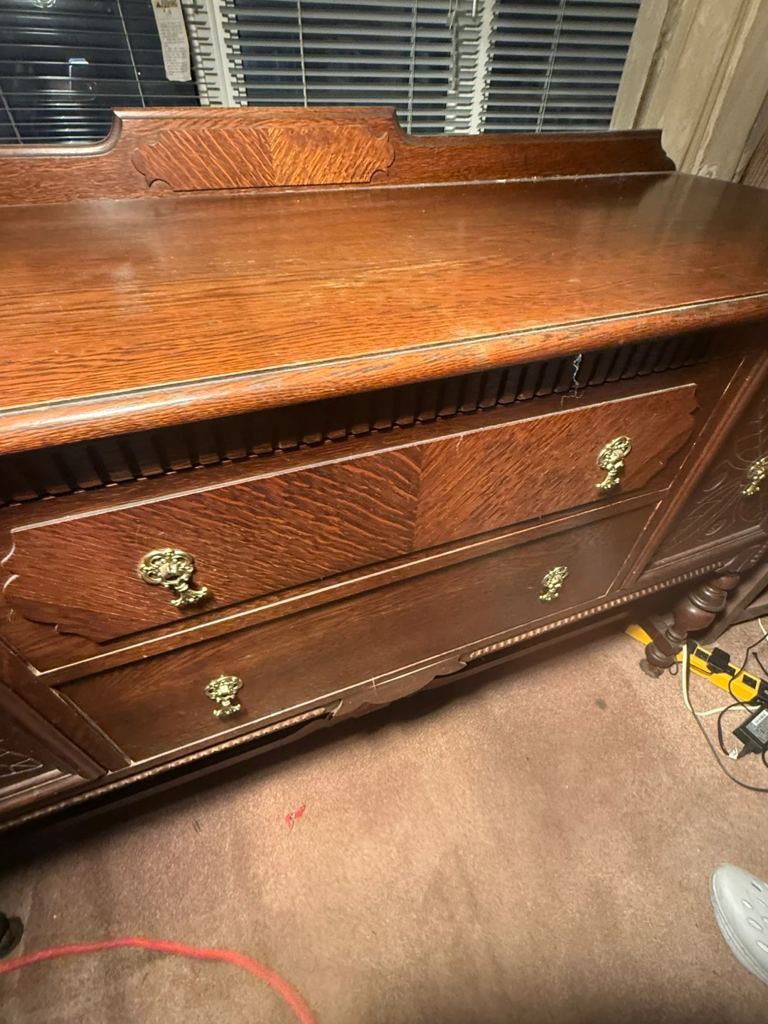 Vintage Wood Sideboard with Drawers