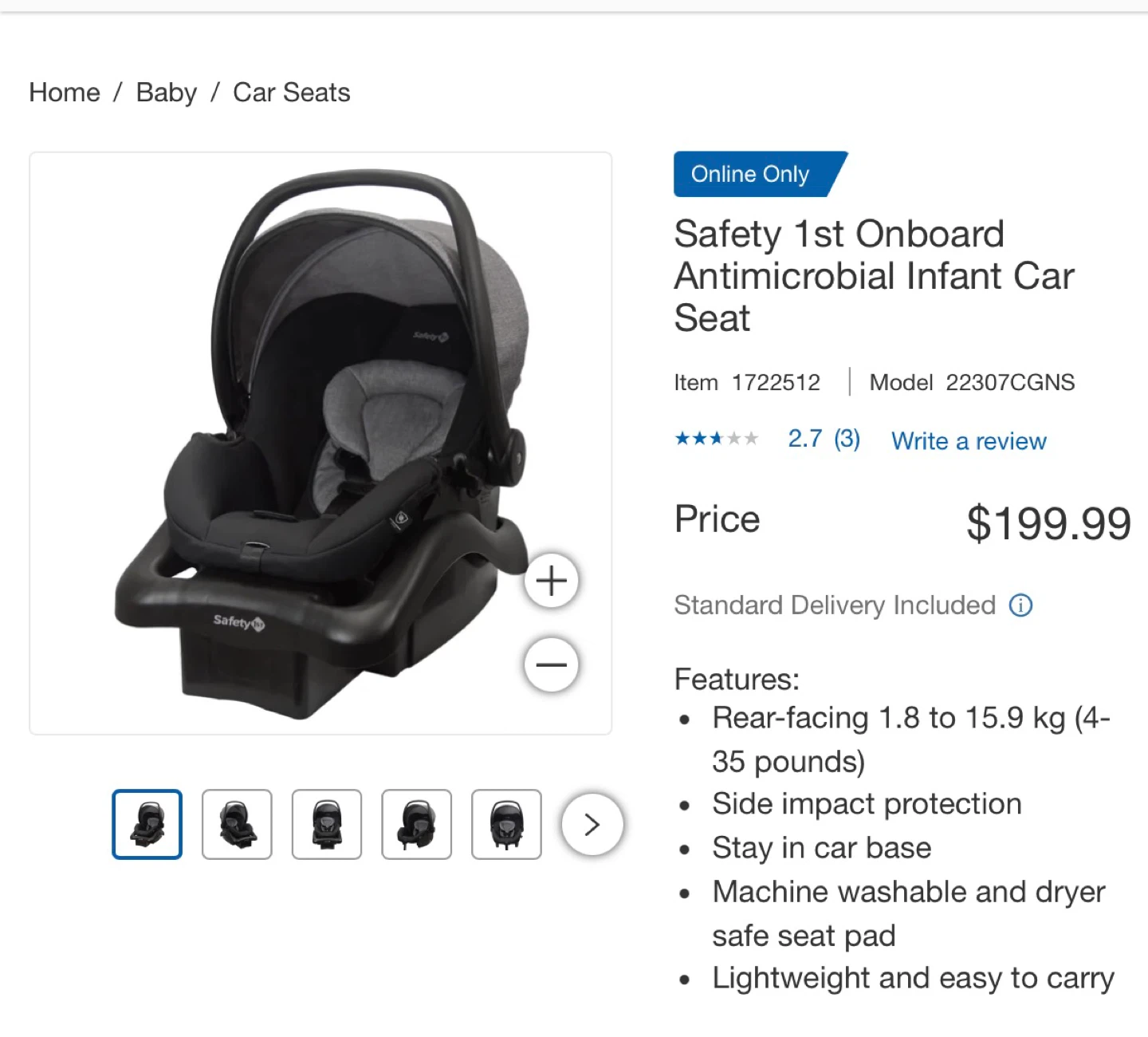 Safety 1st Onboard Infant Car Seat - Antimicrobial