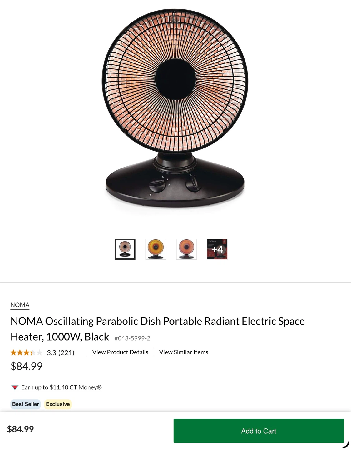 NOMA Oscillating Parabolic Dish Heater - photo 2