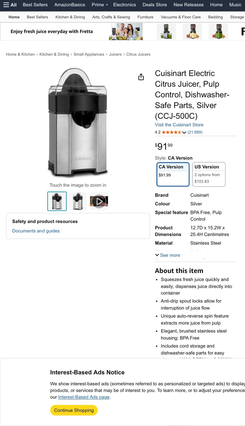 Cuisinart Electric Citrus Juicer CCJ-500 - photo 3