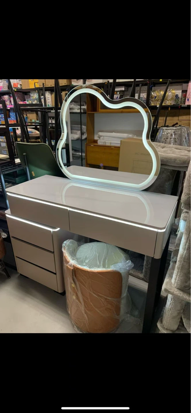 Vanity Dressing Table with LED Mirror and Stool