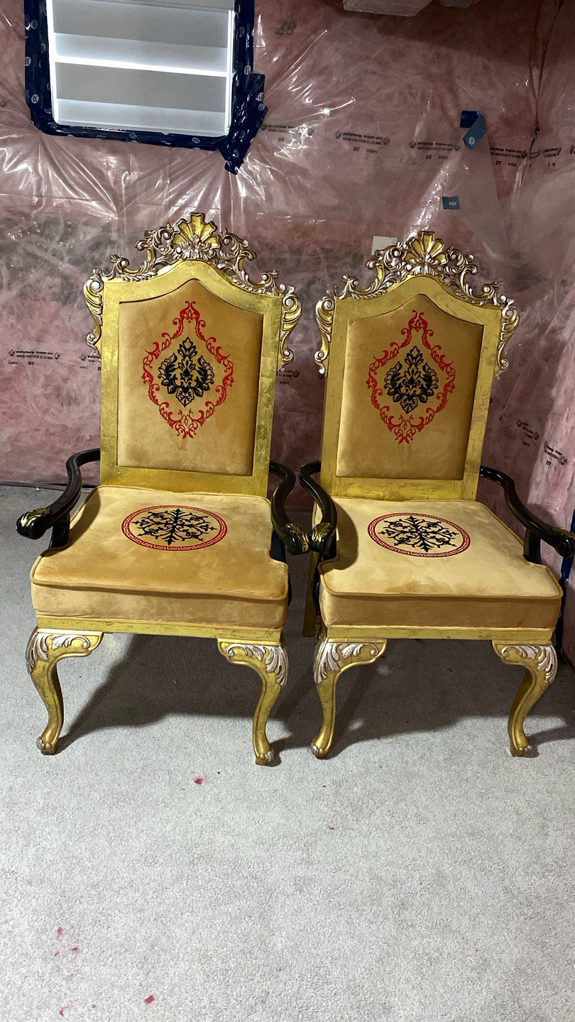 Ornate Accent Chair - Gold Velvet