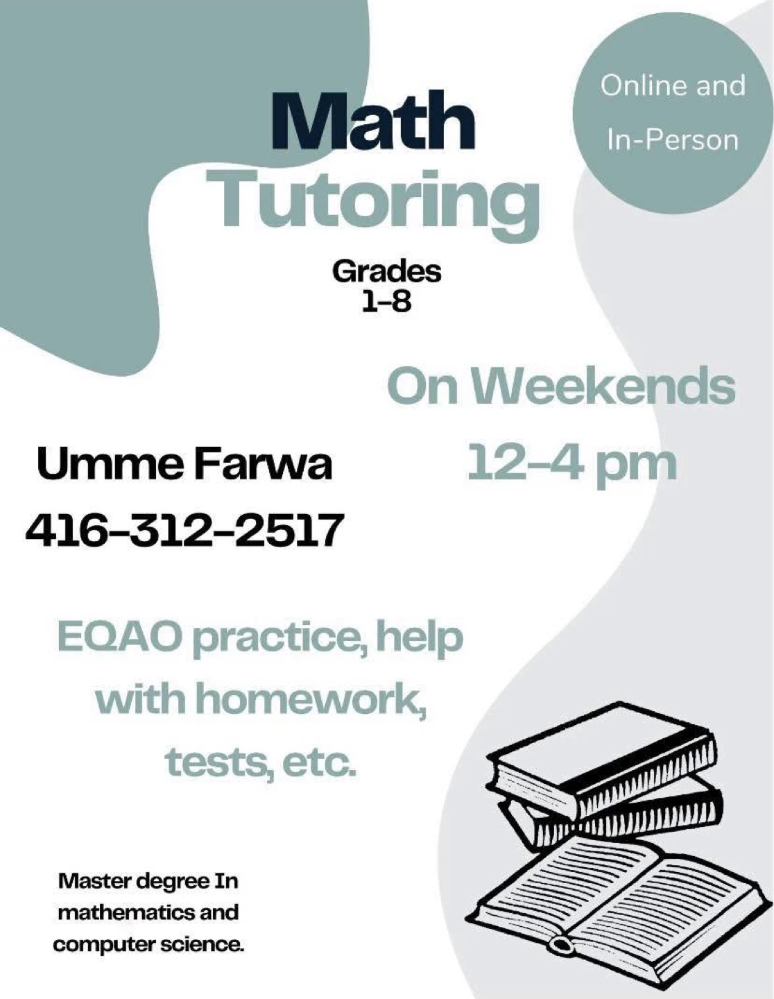 Math Tutoring for Grades 1-8 - Umme Farwa