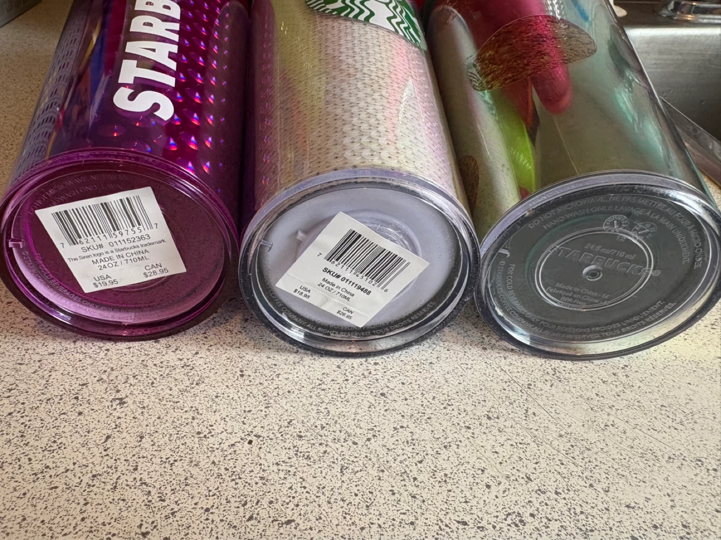 Starbucks Tumblers (3) - Purple, Pink Sequin, Gold Iridescent - photo 2