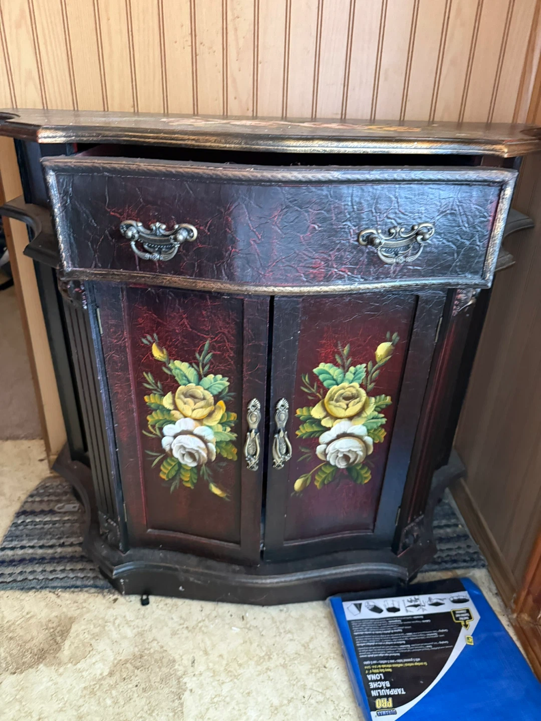Vintage Cabinet with Floral Decal