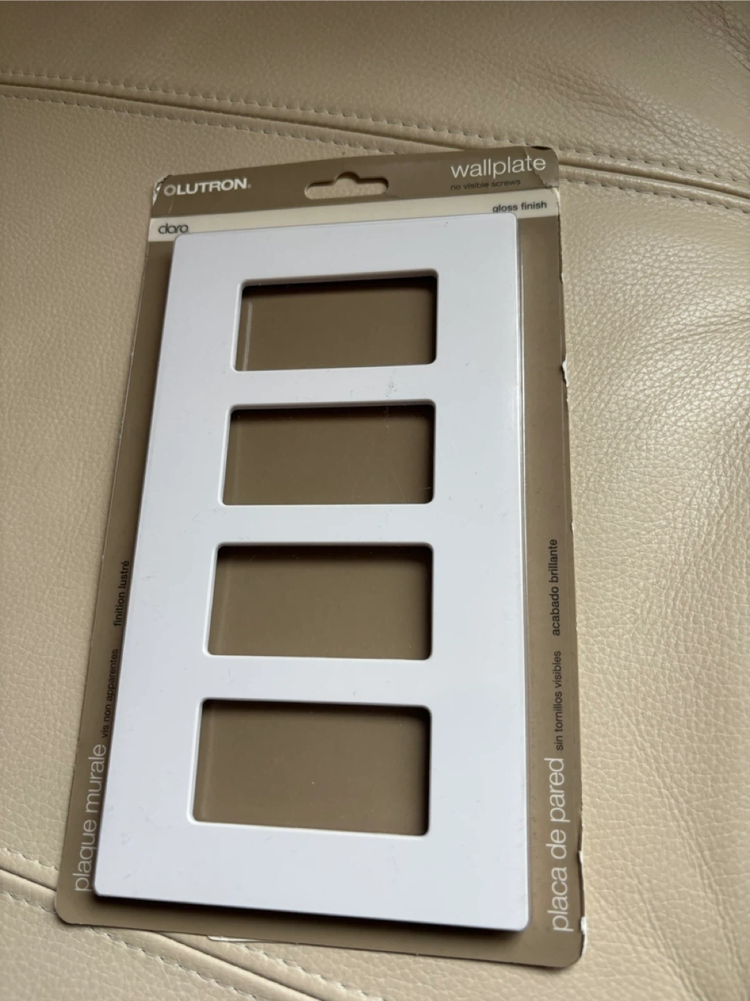 Lutron Claro White 4-Gang Gloss Finish Wall Plate