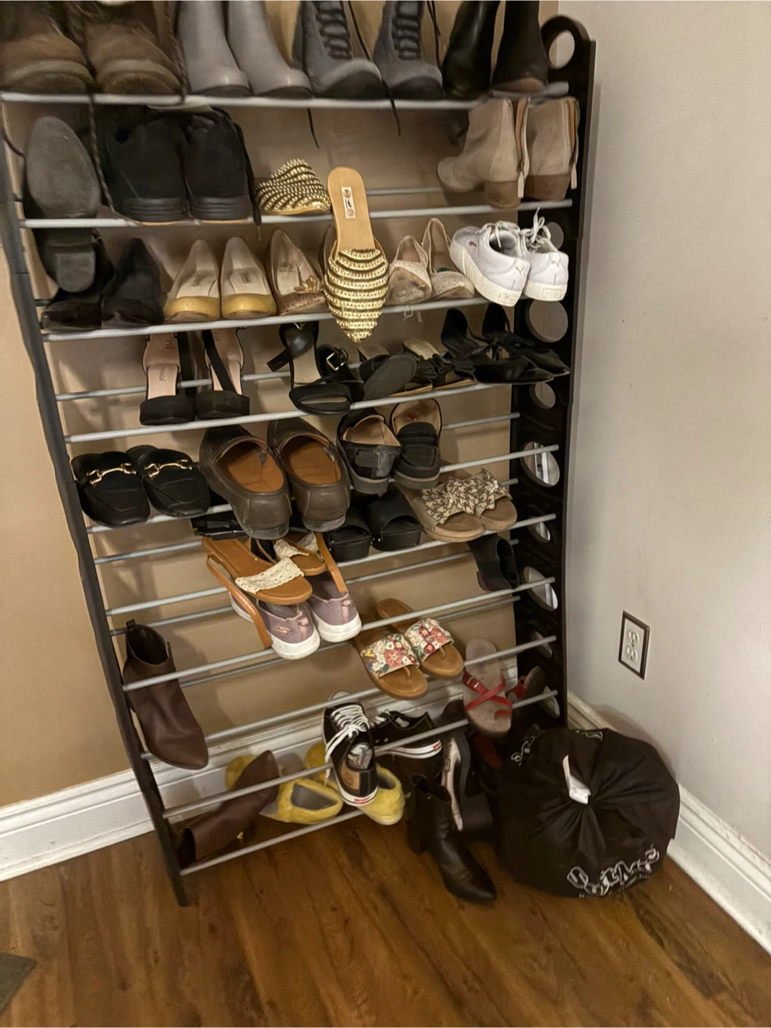 Black Metal 5-Tier Shoe Rack Organizer