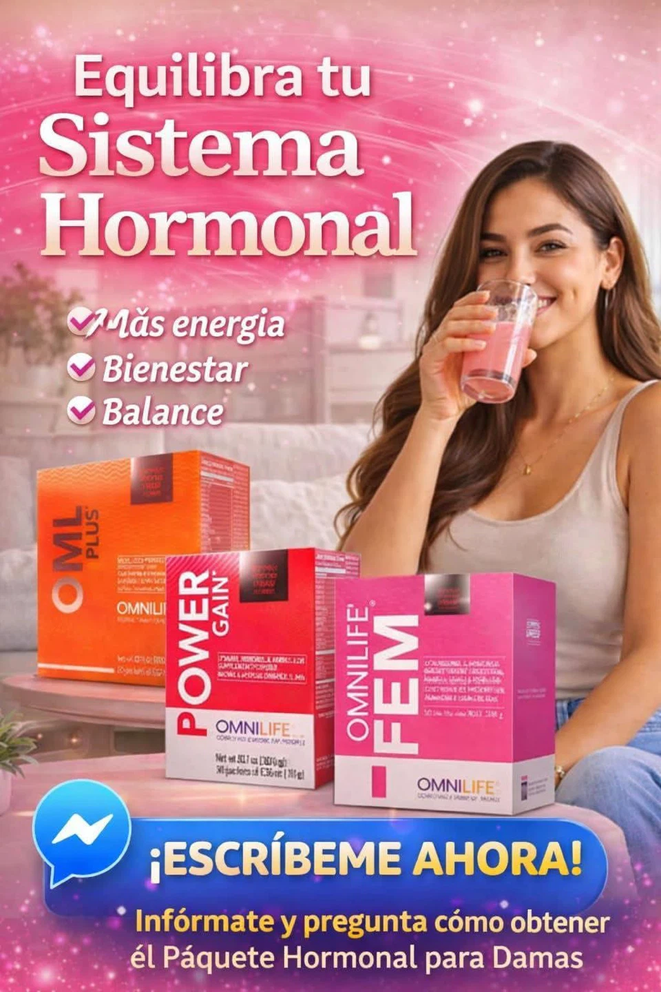 Omnilife FEM Peach Flavor Supplement 30 Packets