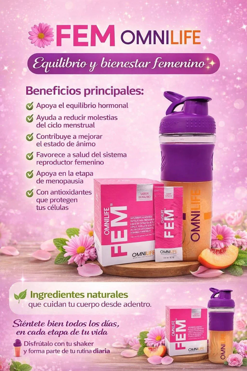 Omnilife FEM Peach Flavor Supplement 30 Packets - photo 3