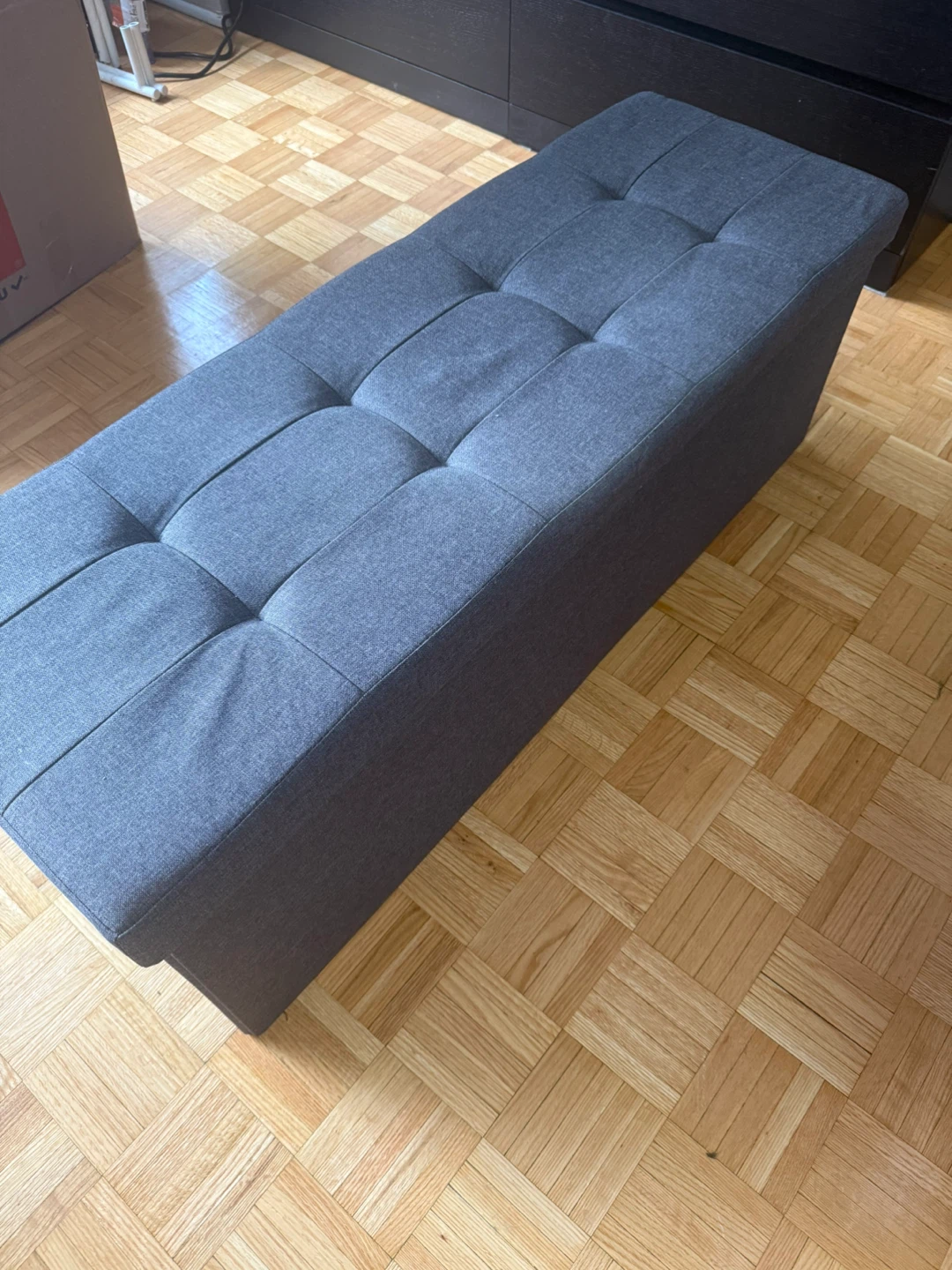 43” Grey Storage Ottoman Bench
