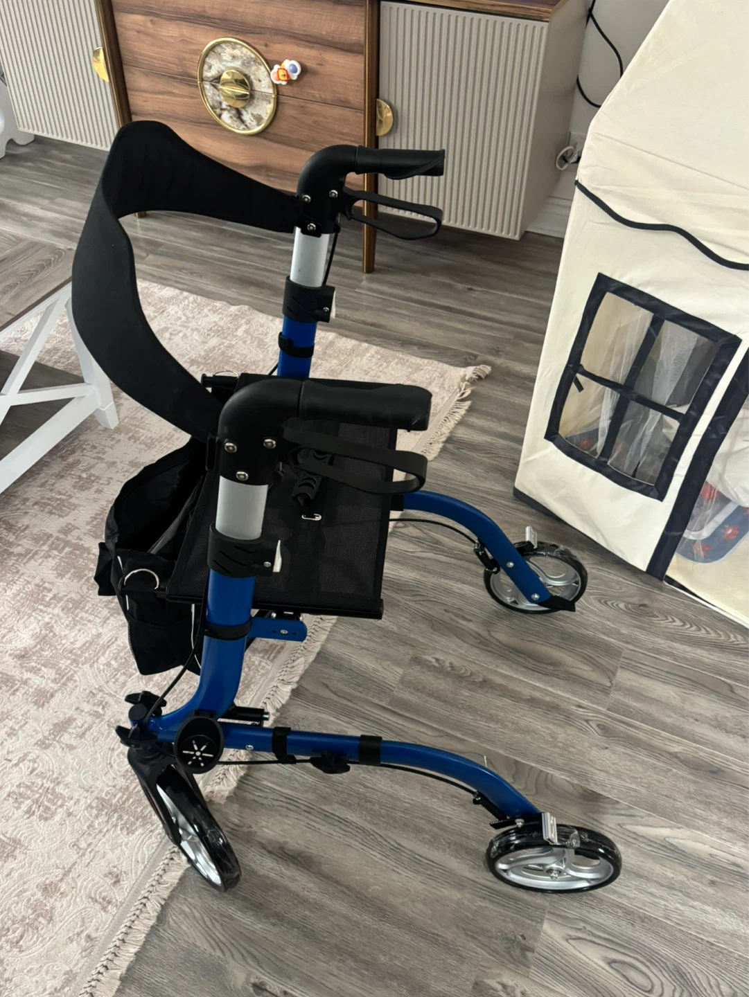 Blue 4-Wheel Walker with Seat and Bag - photo 2