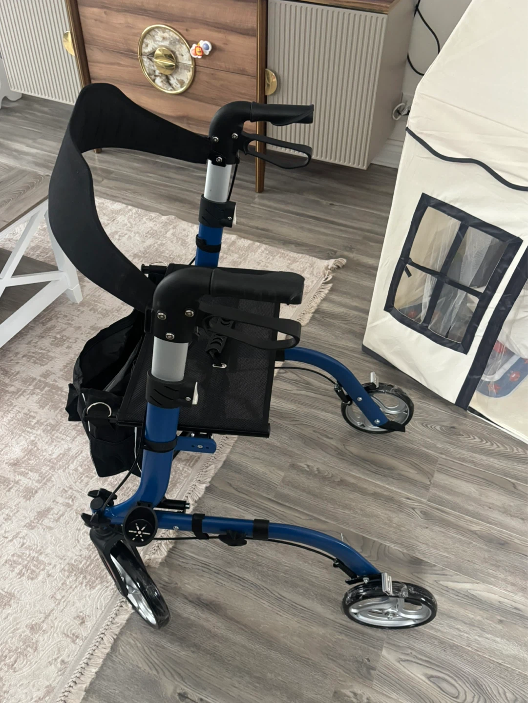 Blue 4-Wheel Walker with Seat and Bag - photo 3
