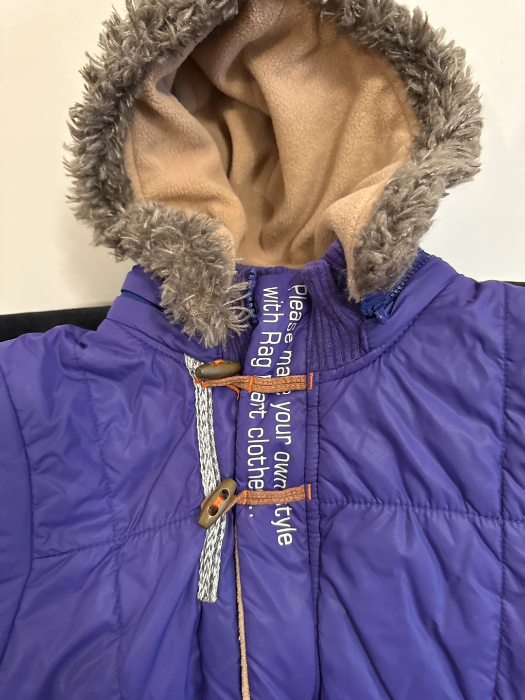 RAG MART Purple Puffer Jacket with Fur Hood - Size 120 - photo 3