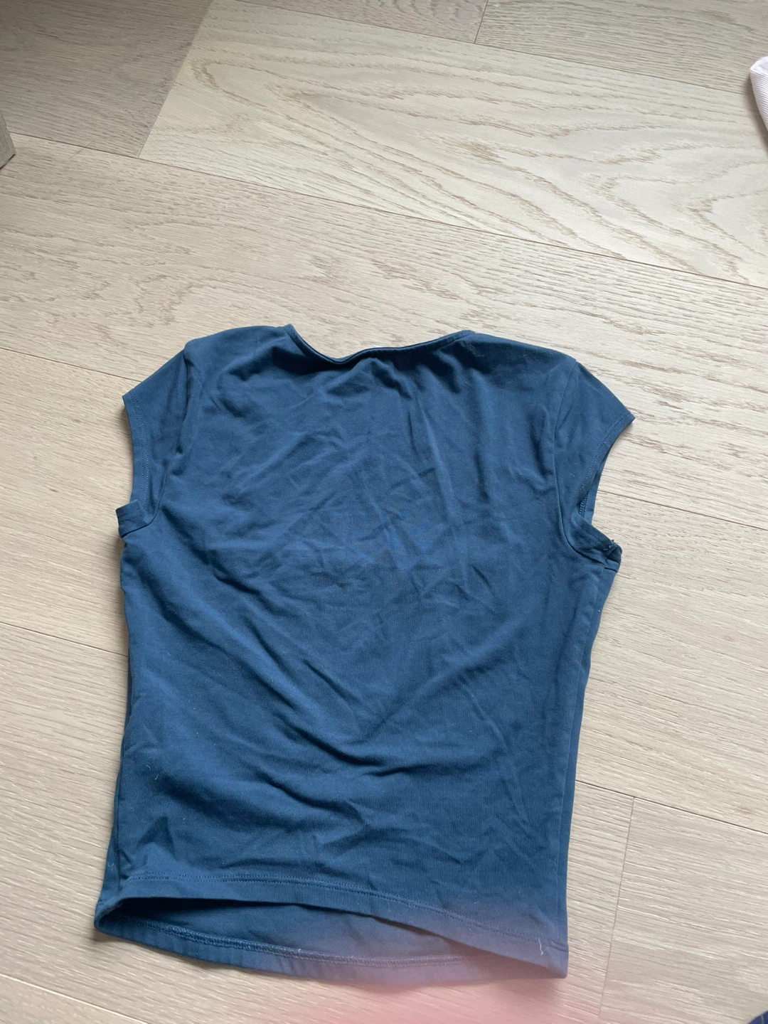 Blue Square Neck Cap Sleeve Crop Top - photo 2