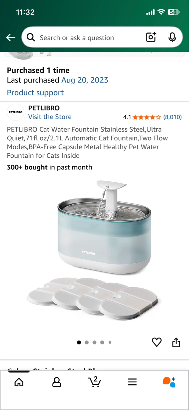 PETLIBRO Automatic Pet Water Fountain - 2.1L Stainless Steel