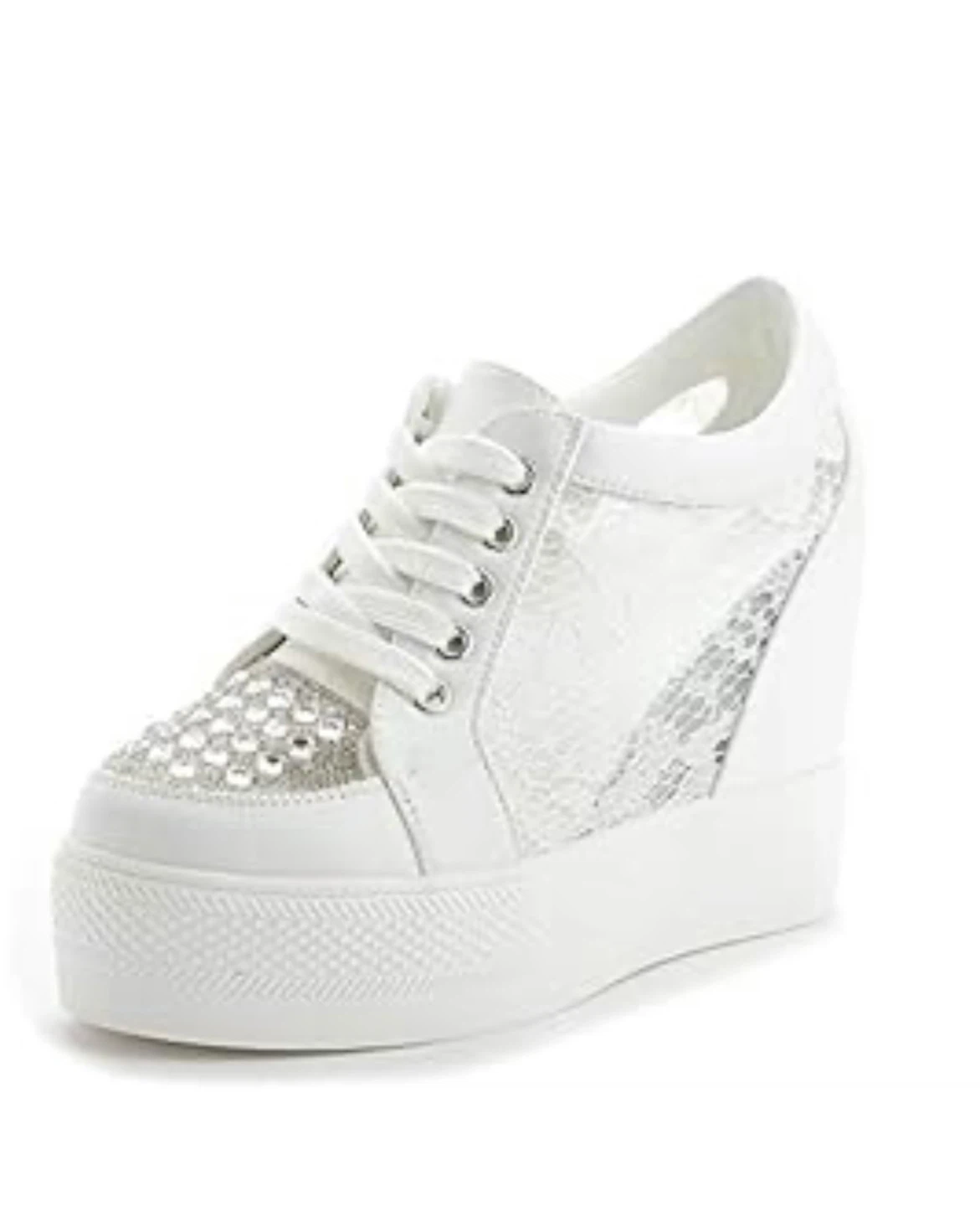 Women Wedges Sneakers with Hidden Heel Ankle High Platform