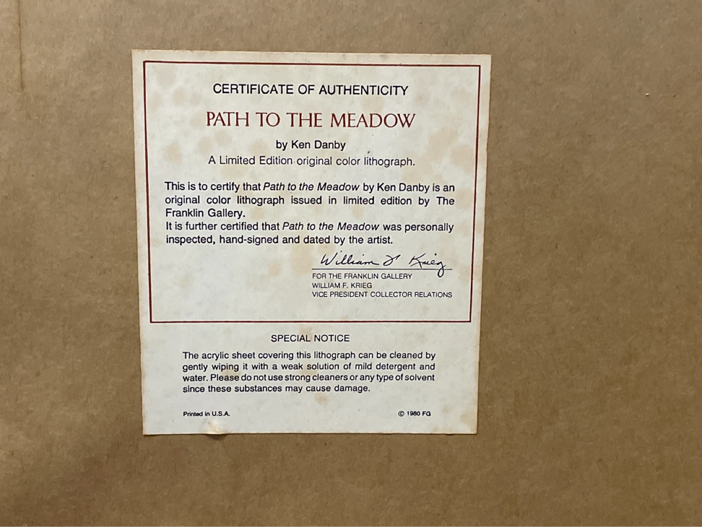 Path to the Meadow Limited Edition Lithograph by Ken Danby - photo 3