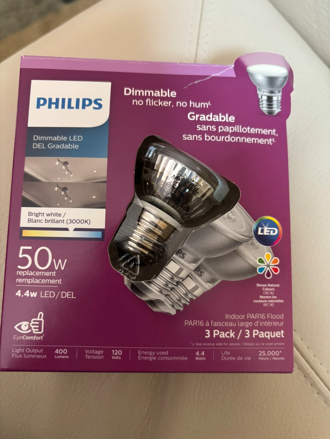 Philips Dimmable 50 watt LED Flood Light Bulbs (3 Pack)