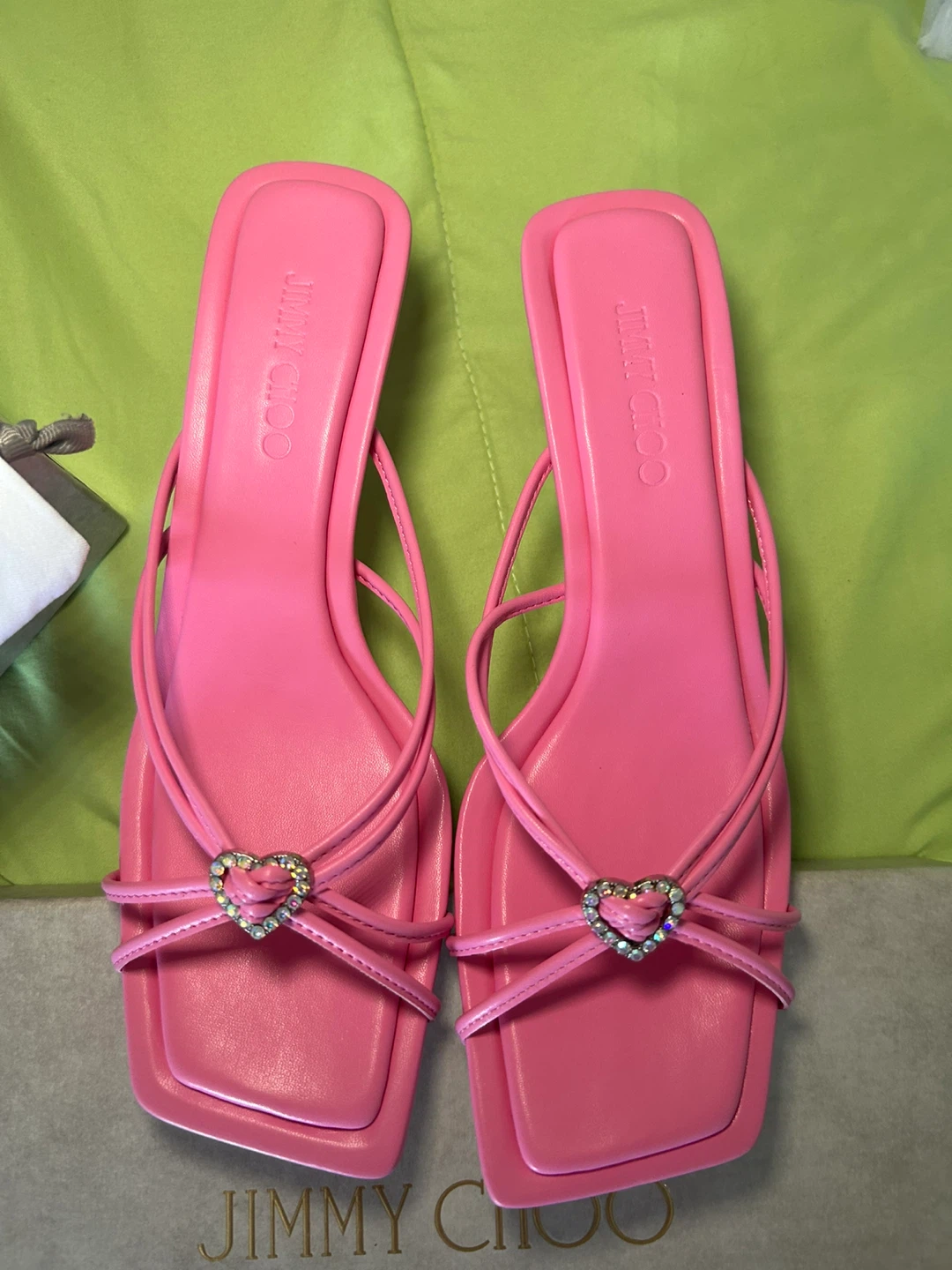 Jimmy Choo Pink Heart Embellished Strappy Heeled Sandals - photo 4