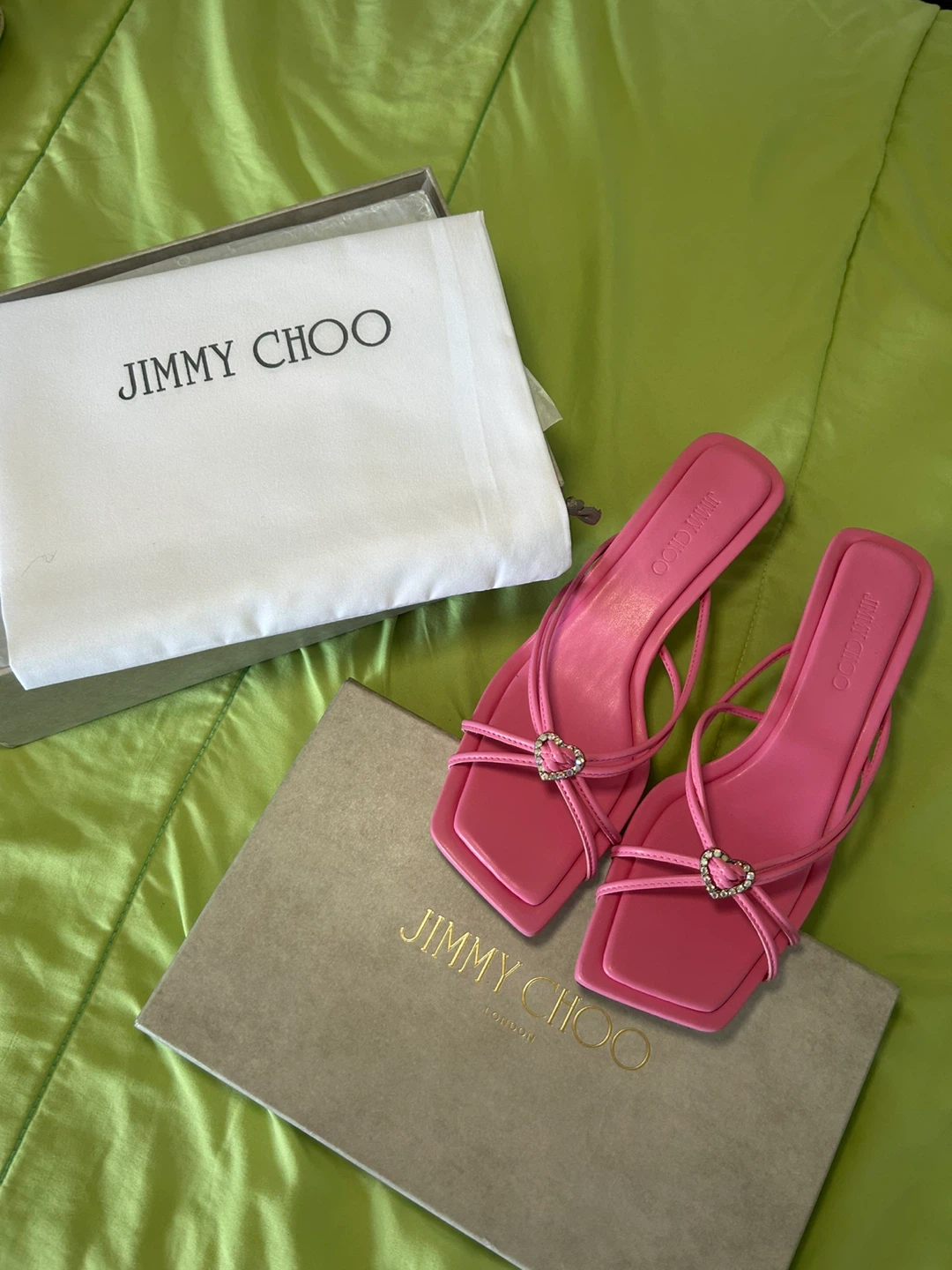 Jimmy Choo Pink Heart Embellished Strappy Heeled Sandals - photo 3