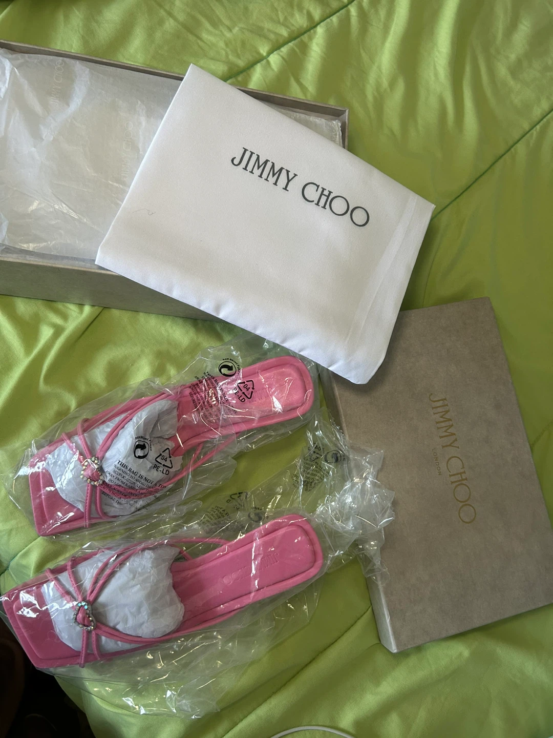 Jimmy Choo Pink Heart Embellished Strappy Heeled Sandals - photo 2