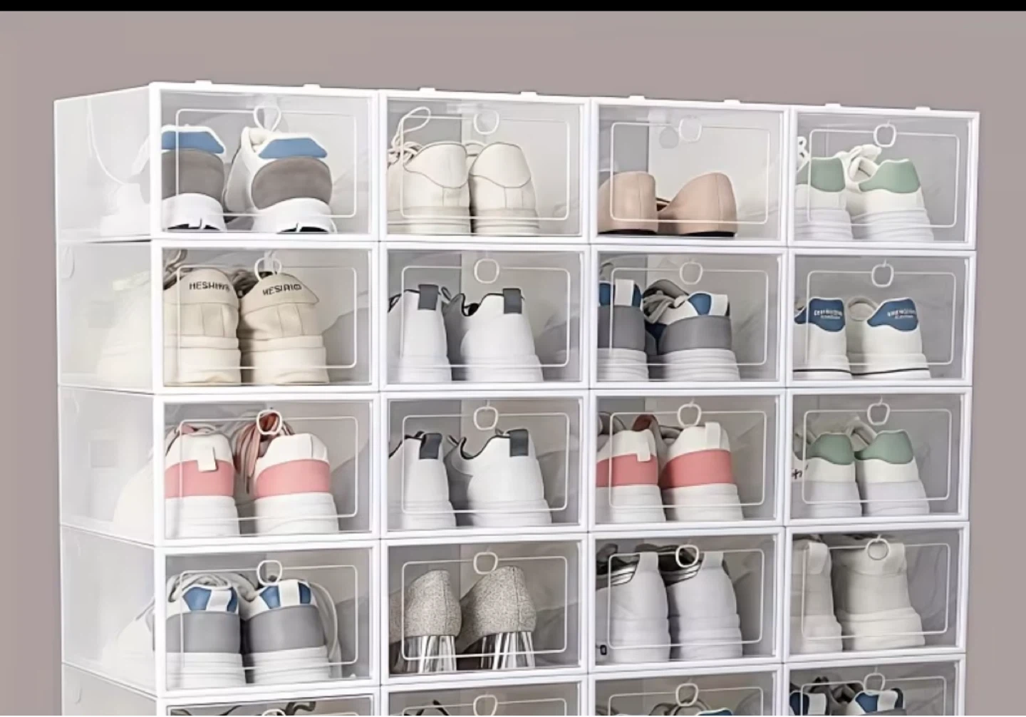 Set of 6 Clear Stackable Shoe Storage Boxes