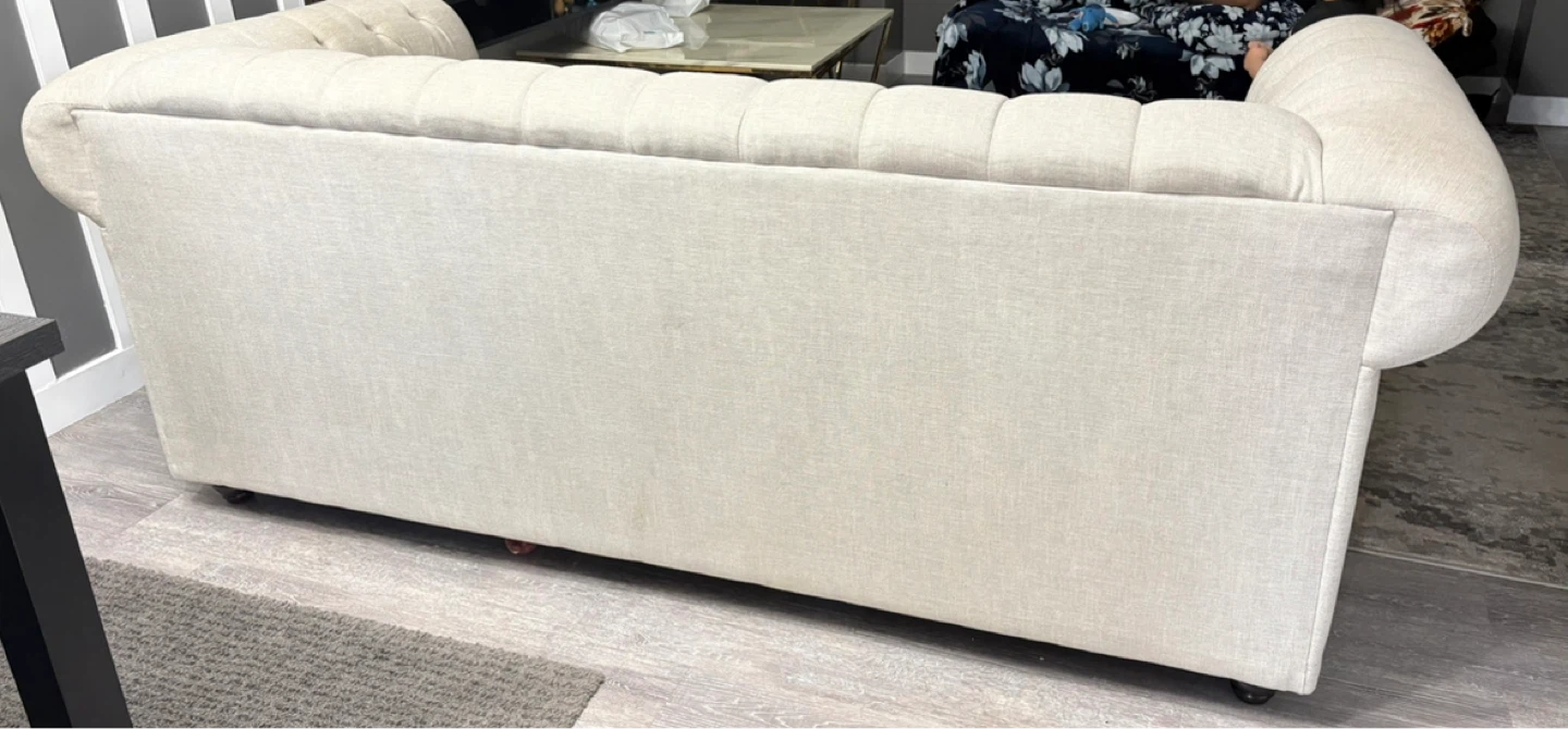 Cream Upholstered three seater sofa - photo 3