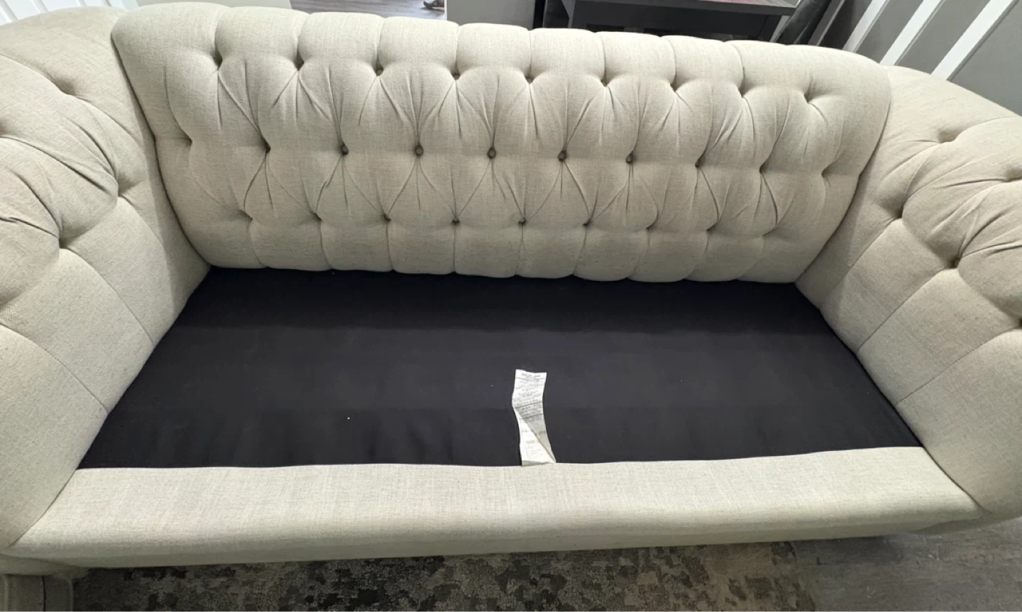 Cream Upholstered three seater sofa - photo 2