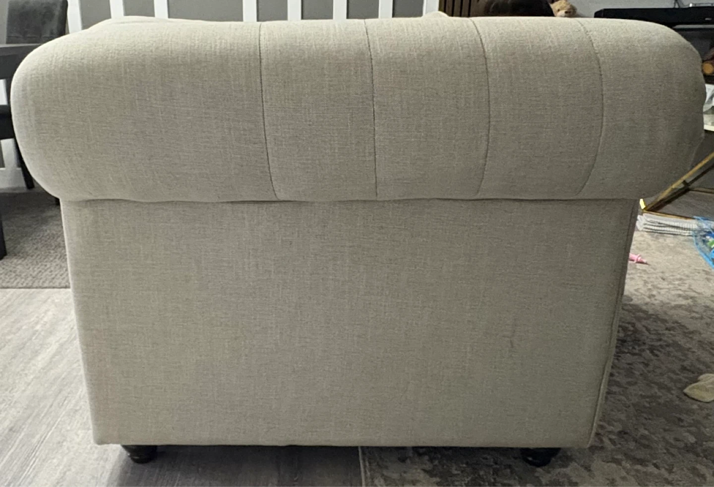 Cream Upholstered three seater sofa - photo 4