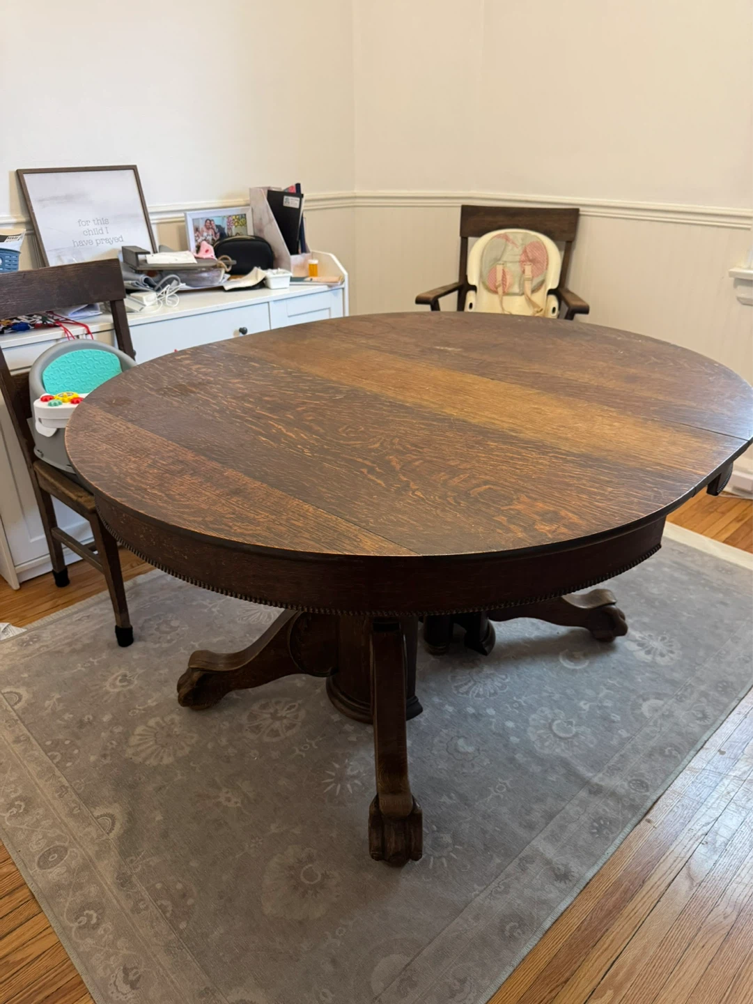 Antique Clawfoot Dining Set with Leaves and 6 Chairs - photo 4