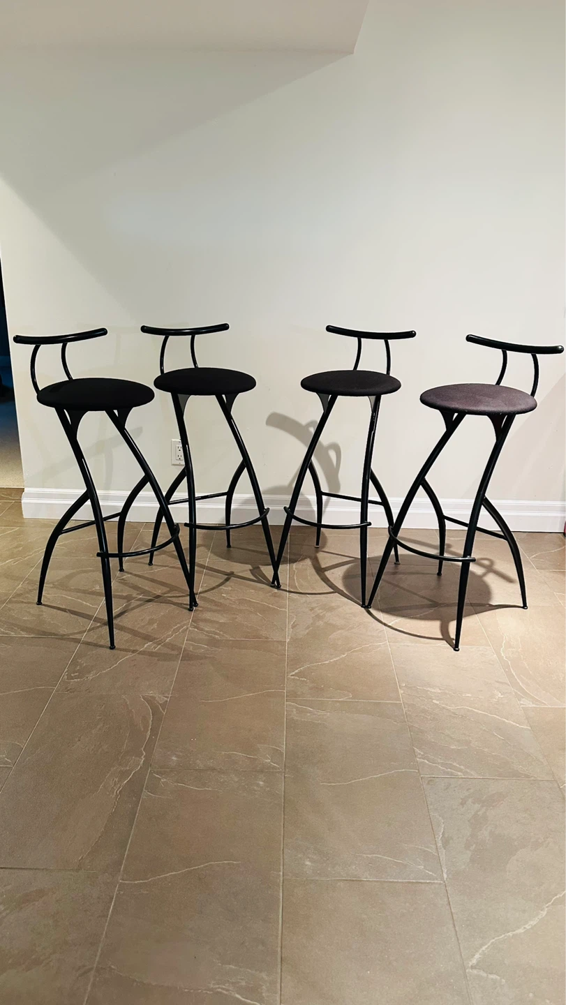 Set of 4 Black Modern Bar Stools - photo 2