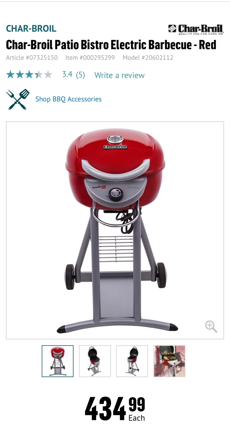 Char-Broil Patio Bistro Electric Barbecue - Red - photo 2