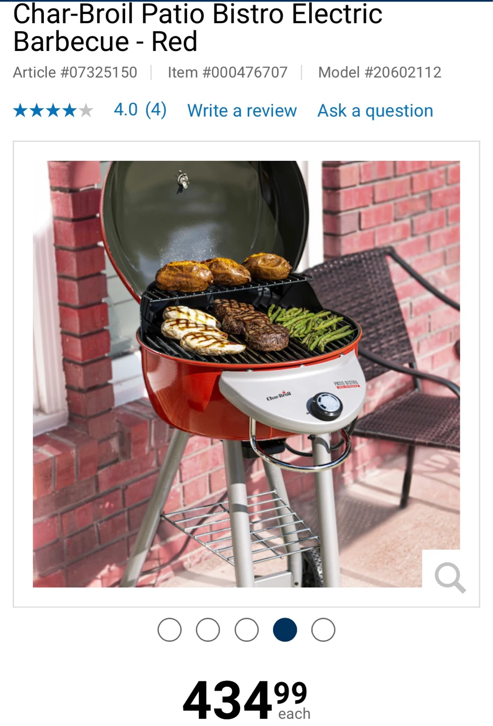 Char-Broil Patio Bistro Electric Barbecue - Red - photo 5